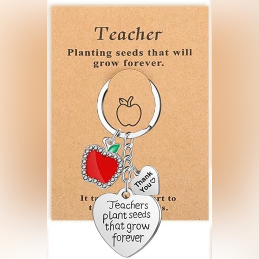 New Silver Teacher Appreciation Keychain Set